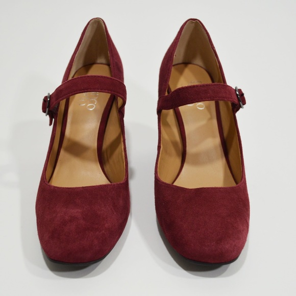 FRANCO SARTO Red Suide Mary Jane Block Heels 7.5 - Picture 2 of 7